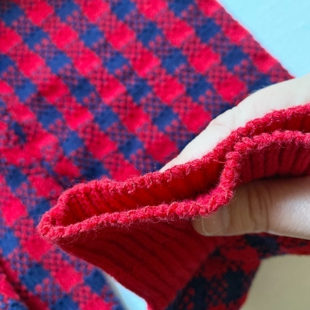 Catcher Vintage Red & Blue Checkered Cotton Crew Neck Sweater - Picture 4 of 8